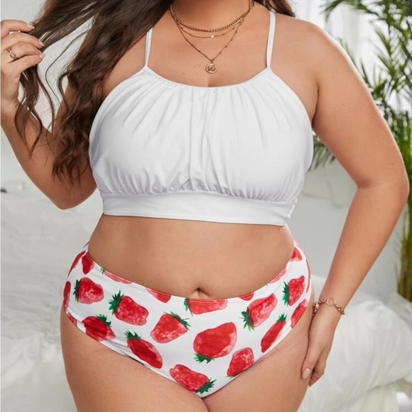 2/$15   Plus High Waisted Strawberry Bikini Set - Picture 2 of 9